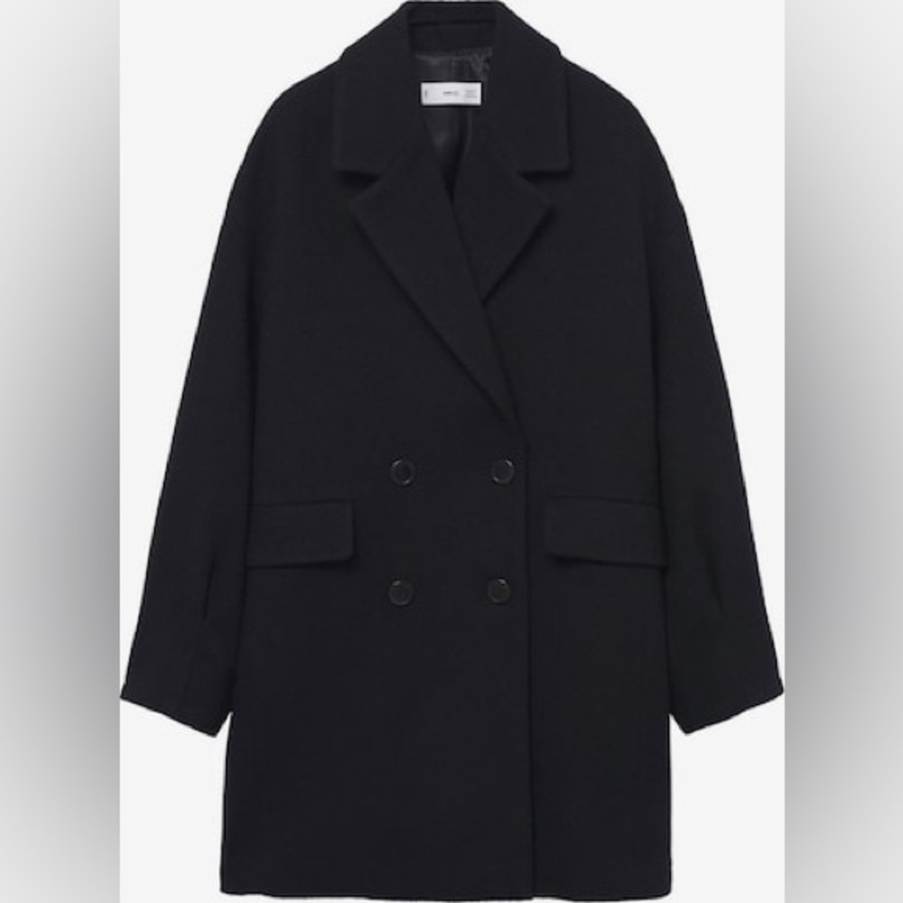 Mango Wool Blend Black Coat Size XS